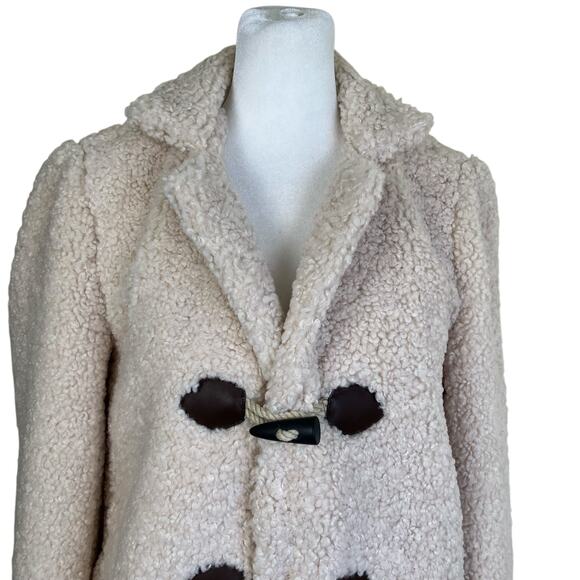 J. Crew NWT Sz S Faux-Sherpa Toggle Coat Teddy Coat in Cement (Cream) Warm Cozy - Picture 7 of 16